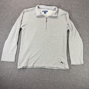 Tommy Bahama Pullover Mens Medium Gray Half Zip Sweater Marlin Logo‎ Casual Knit